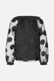 Stine Goya Multi Ruffle Raglan Top Top Dotted Black