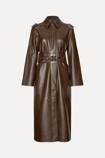 Stine Goya Oversized Trenchcoat With Buckle Belt Coat Chocolate