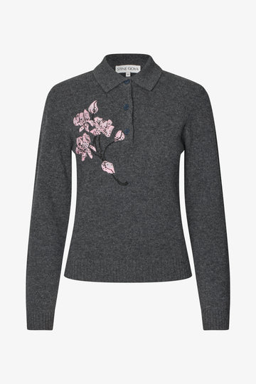 Stine Goya Polo Jumper Knit Tulle Flower