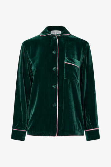 Stine Goya Pyjama Shirt Top Jade Green / Blush