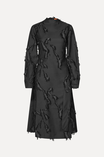 Stine Goya Shoulder Pleated Long Dress Dress Jet Black