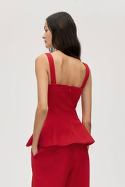 Stine Goya Sleeveless Fitted Waist Top Top Ruby Red