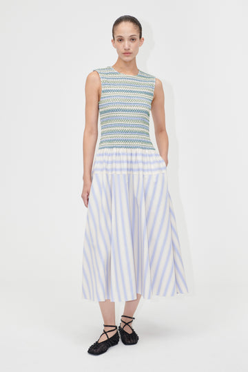 Stine Goya Smocked Gathered Tank Dress Dress Pastel Stripes