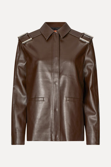 Stine Goya Straight Sleeve Jacket Top Chocolate