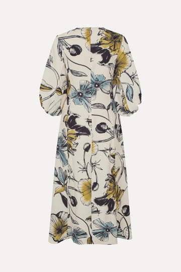 Stine Goya Three-Quarter Sleeve Midi Dress Dress Fine Line Poppies