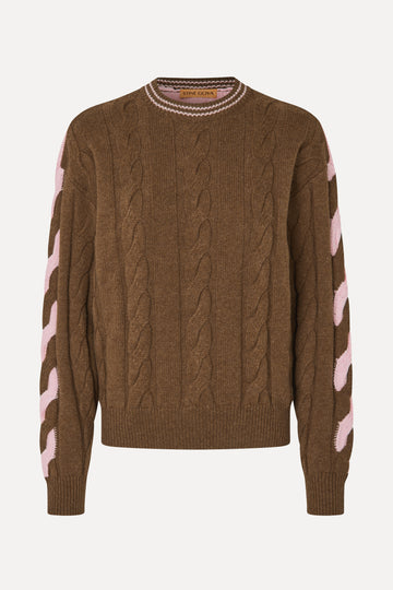 Stine Goya Two-Tone Cable Sweater Knit Timber