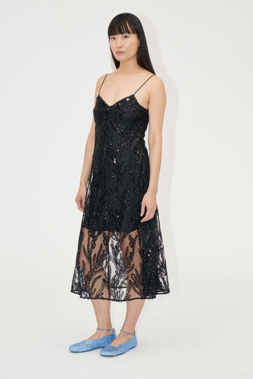 Stine Goya V Neck Midi Dress Dress Abstract Embellishment