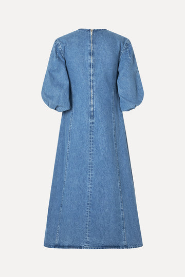 Stine Goya Volume Sleeves Midi Dress Dress Denim Blue
