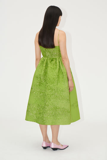 Stine Goya Voluminous Gathered Midi Dress Dress Green impressionist hue