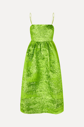 Stine Goya Voluminous Gathered Midi Dress Dress Green impressionist hue