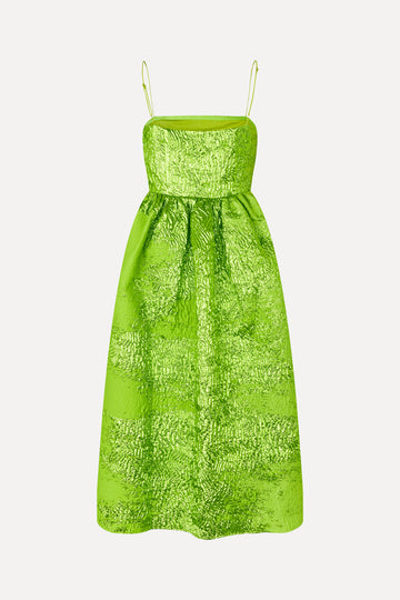 Stine Goya Voluminous Gathered Midi Dress Dress Green impressionist hue