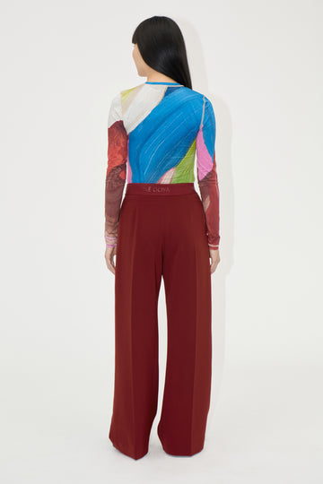 Stine Goya Wide Leg Long Pants Pants Bordeaux
