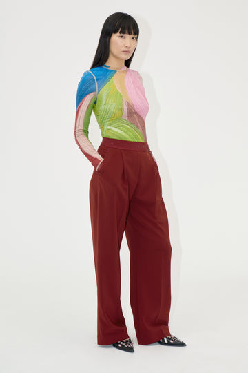 Stine Goya Wide Leg Long Pants Pants Bordeaux